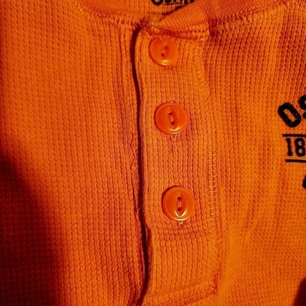 Oshkosh B'gosh Orange Long Sleeve Henley Thermal Shirt Boy's Size 10 Base Layer